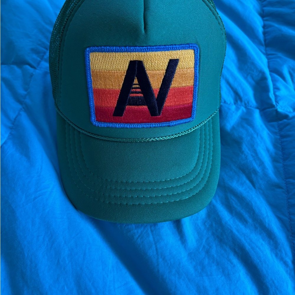 Aviator Nation Green Trucker Hat with Rainbow Patch